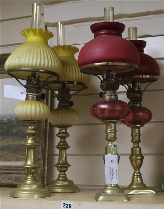 Two pairs of candlestick lamps